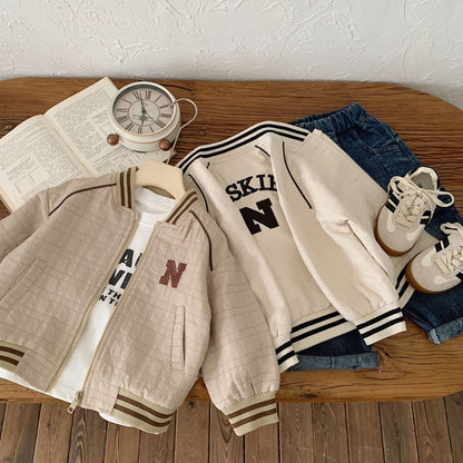 Bangcheng 2024 spring baseball uniform embroidered jacket boys and girls letter cardigan new children's coat tide G0008