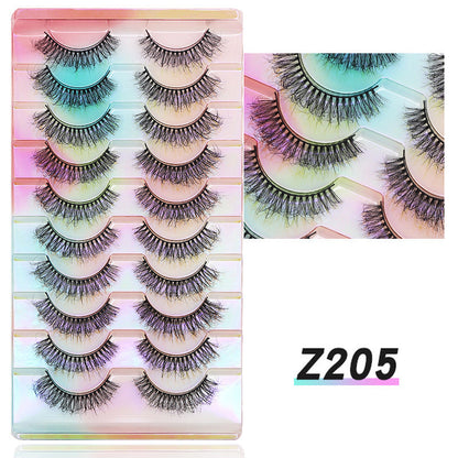 Dingsen false eyelashes manufacturer cross-border stable supply hot eyelashes European and American curling eyelashes 10 pairs