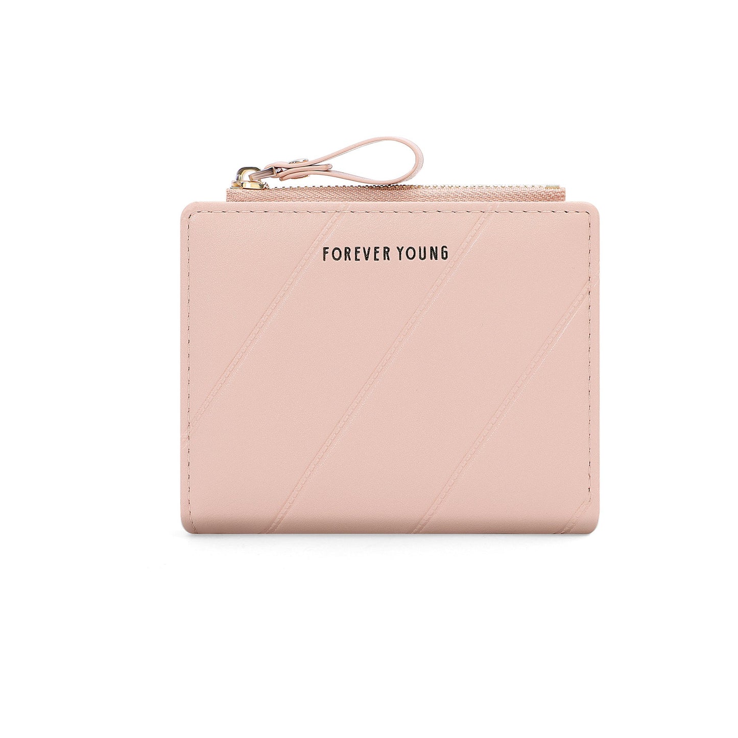 forever young new style women's wallet short zipper fashionable Korean version with multiple card slots card bag pu coin purse 