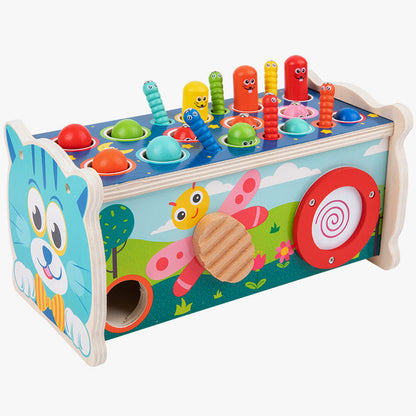 Children's early education parent-child interactive wooden cartoon kitten multi-function piano whack-a-mole game baby educational toy