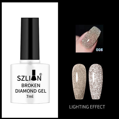 Nail art flash nail polish new style net red super flash colorful flash diamond Yanling pat glue extension glue broken diamond glue