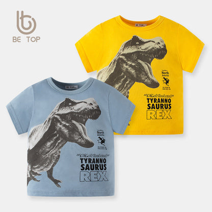 Hot children's clothing 2024 summer new three-dimensional dinosaur children's short-sleeved T-shirt boy baby clothes one piece consignment