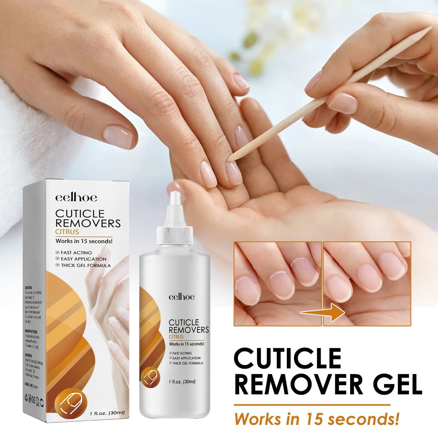 EELHOE Instant Cuticle Care Gel Repair Onychomycosis, ក្រចកទន់, ក្រចករលួយ, ដំណោះស្រាយថែរក្សាស្បែកដែលមានសំណើម 