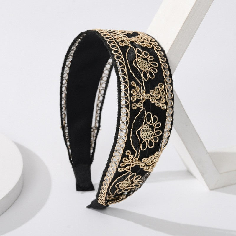 2022 Cross-border New Products Knotted Headband Hair Accessories Women's Small Flower Lace Mesh Fabric Headband Floral Hair Cave