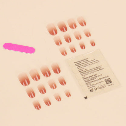 Internet celebrity hot-selling wearable nails wholesale pure desire style short bean paste color gradient nail art nail pieces detachable nail stickers