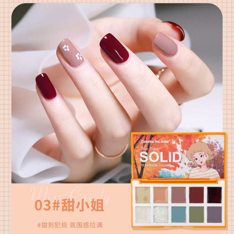 Factory direct sales 10 colors solid nail polish phototherapy nail glue canned solid cream painting glue nail shop dedicated 