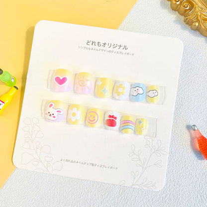 Children's nail stickers girls wear nails self-adhesive nail stickers cartoon cute princess false nail pieces embossed nail pieces