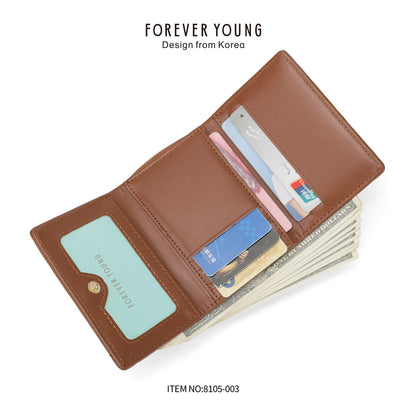 forever young wallet women's short PU high-end tri-fold coin purse cross-border multi-card slot bag 