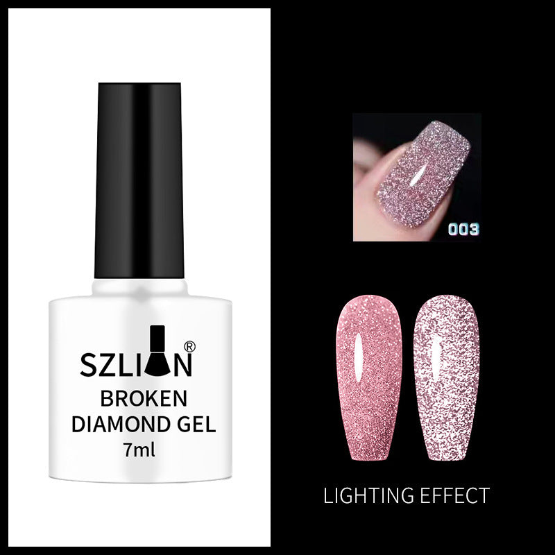 Nail art flash nail polish new style net red super flash colorful flash diamond Yanling pat glue extension glue broken diamond glue