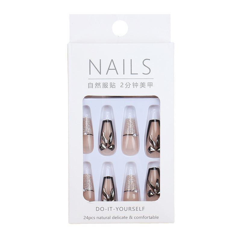 Nail art wearable finished product wholesale medium and long crystal cat's eye aurora broken diamond glass butterfly nail stickers nail piece