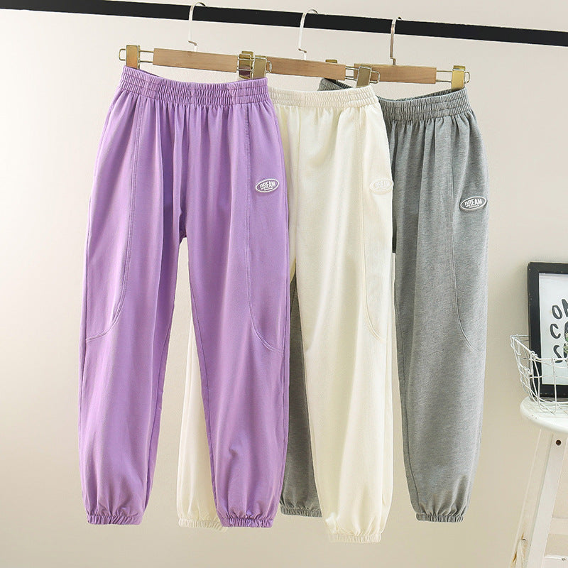 Children's ice silk anti-mosquito pants summer 2024 summer thin bloomers summer sports trousers girls leggings