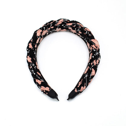 AliExpress hot sale French style headband for women European and American floral pleated head buckle twist winding all-match fabric headband hair cave