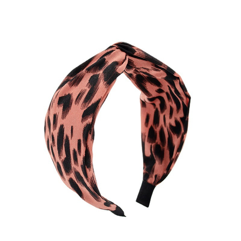 Amazon new style headband women European and American cross knot head buckle leopard spot retro headband hair cave women wholesale