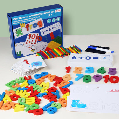 Spelling words and learning numbers two-in-one teaching aids wooden children's letter matching number enlightenment cognitive early education toys