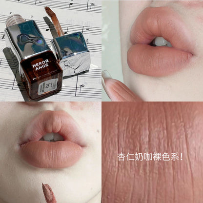 2024 new autumn and winter light mist thick tone velvet lip glaze cool girl dark lip mud matte versatile novice nude makeup