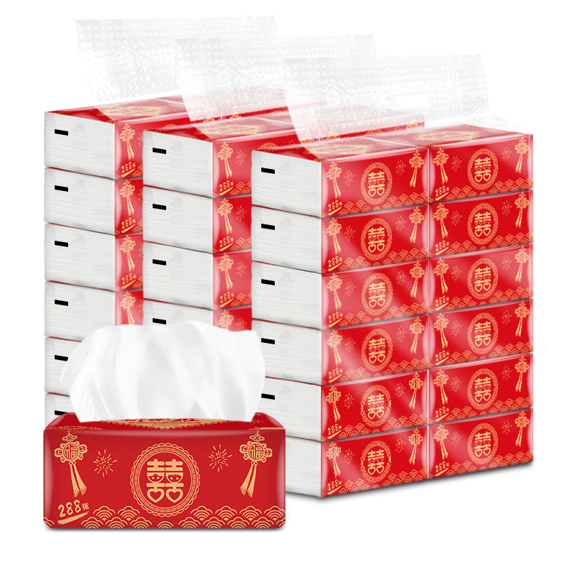 Red festive flexible log wedding banquet tissue 288 wedding napkins 4 layers thick holiday tissue free shipping