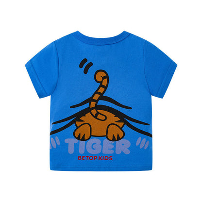 betop children's clothing manufacturers directly approve cross-border foreign trade children's T-shirts 2023 new boys cartoon printed baby T-shirts