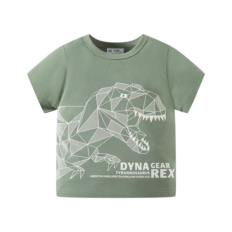 Children's clothing pure cotton summer cartoon dinosaur children's short-sleeved T-shirt children's clothes boys half-sleeved boy baby tops