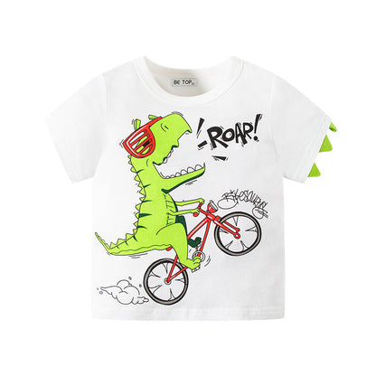 be top children's clothing new dinosaur children's Korean version cartoon short-sleeved summer clothing fashionable and trendy one-piece distribution