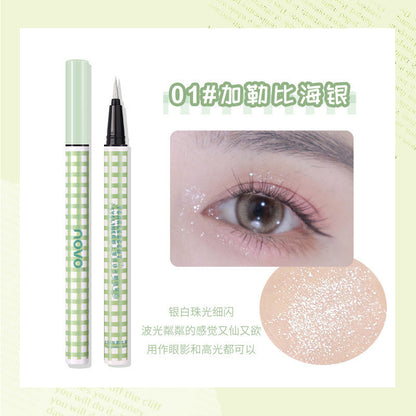 NOVO GALAXY PEARLESCENT EYELINER សម្រាប់គូសត្របកភ្នែក មិនជ្រាបទឹក ធន់នឹងញើស មិនកក មិនប្រតាក សក់ទន់ល្អ ស្ងួតរហ័ស និងជាប់បានយូរ