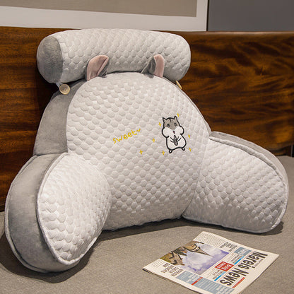 Multifunctional bedside soft backrest pillow ice doudou sofa removable and washable waist pillow office cartoon waist support