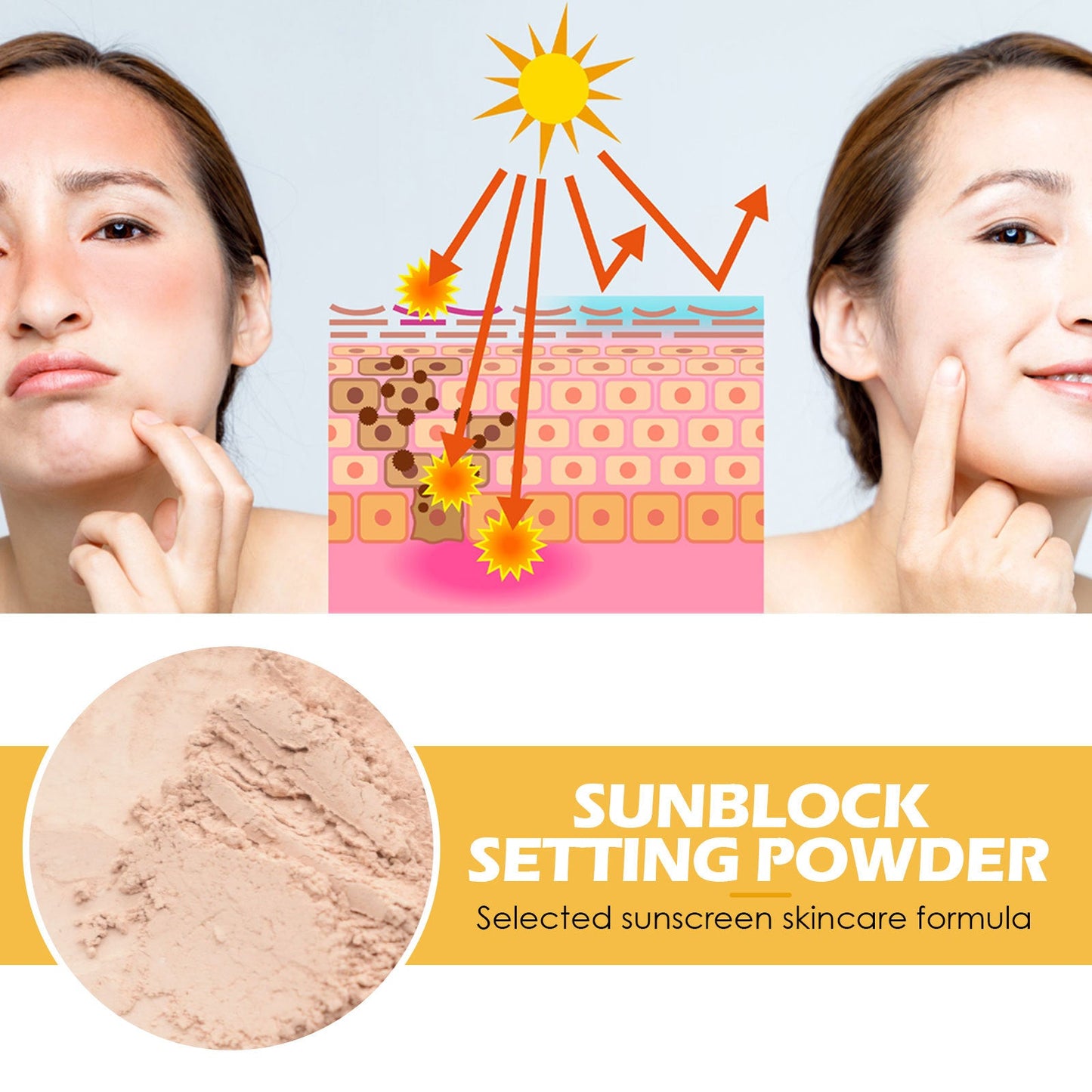 EELHOE setting powder is natural, light, breathable, oil-controlling, long-lasting, waterproof and sweat-proof setting powder 