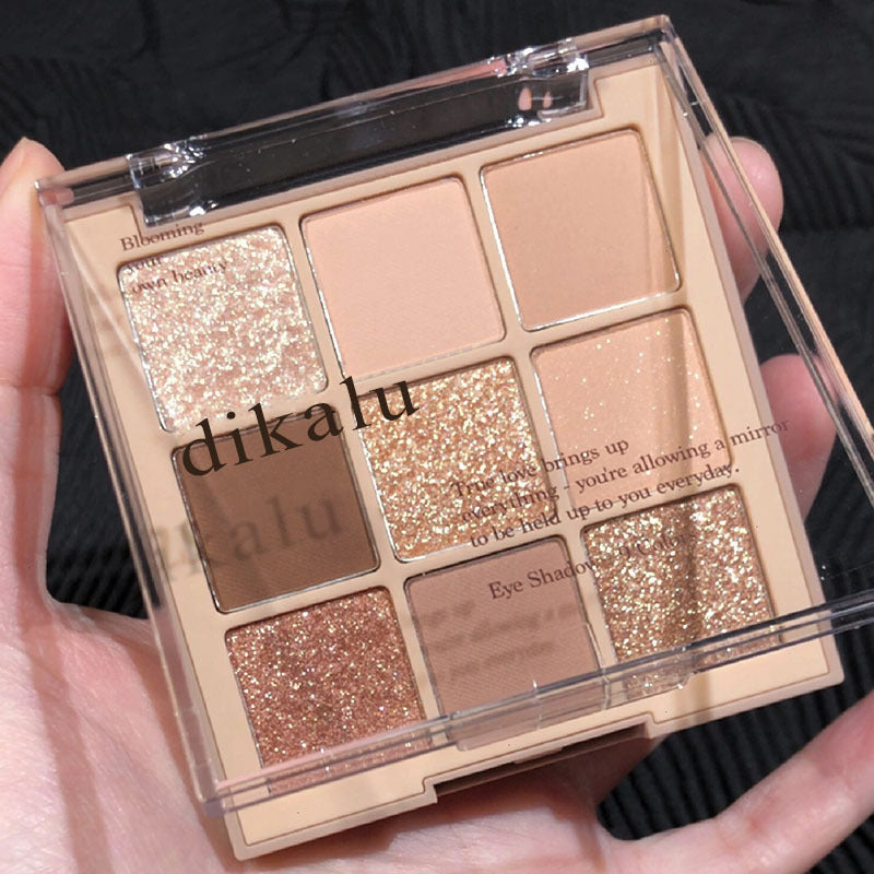 DIKALU milk tea nine-color eyeshadow palette transparent acrylic matte 9-color nude nine-square eyeshadow cross-border makeup