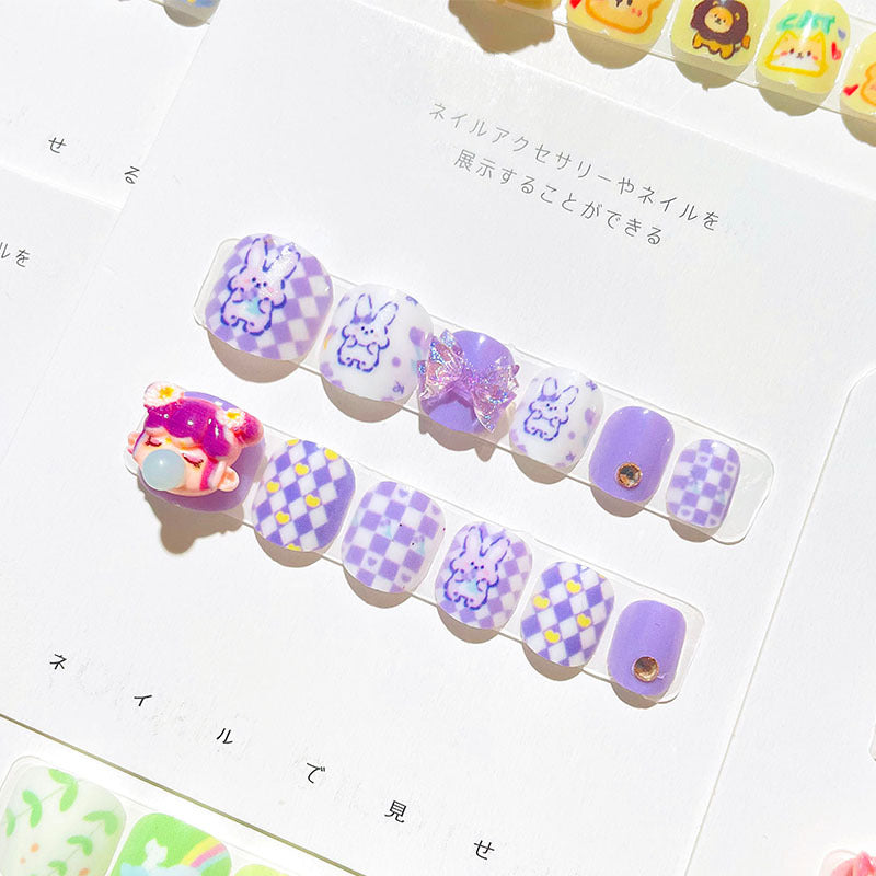 2024 new nail art stickers for children and girls with diamond nail stickers for wearing nail art nail stickers with jelly glue