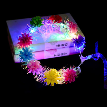 Luminous wreath headdress carnation head flower tourist attractions hot selling hair accessories headband night market stall supply batch