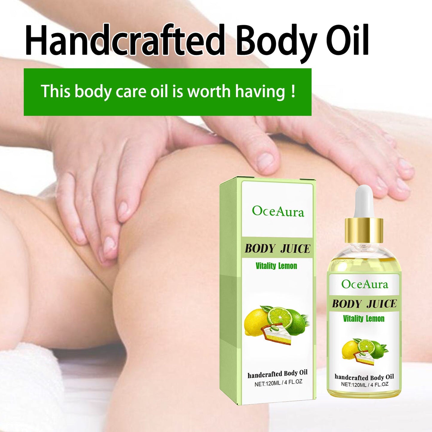 OceAura Lemon Body Care Oil nourishes, nourishes, tightens the skin, relieves fatigue, plant aromatherapy oil 