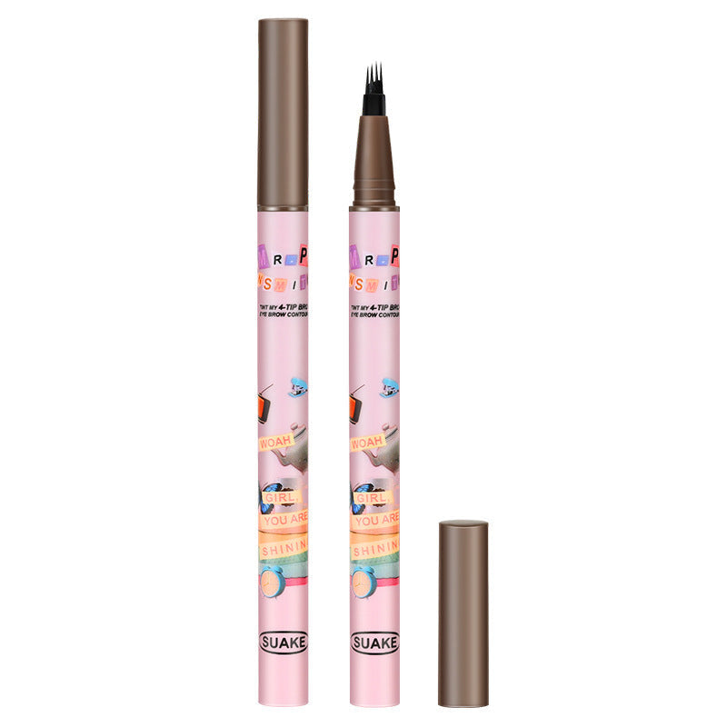 SUAKE four-pronged eyebrow pencil foreign trade version four-head eyebrow pencil micro-carving not easy to remove makeup wholesale cross-border