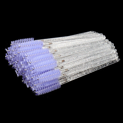 Wholesale disposable grafting eyelash brush portable white rod crystal brush colorful solid nylon head makeup brush