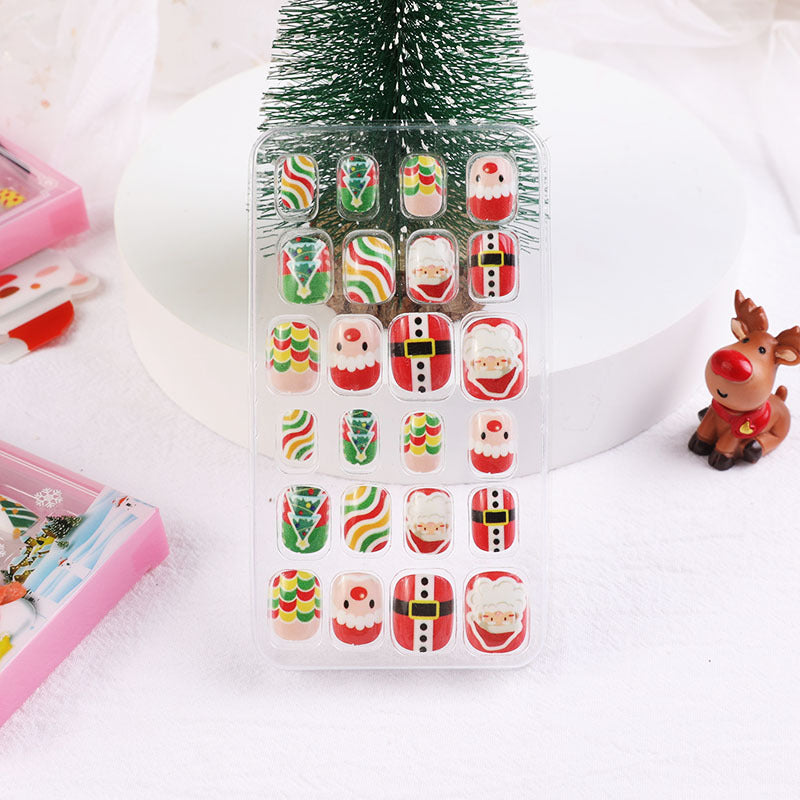 Children's nail stickers baby toddler boys and girls cartoon princess nail stickers jelly glue Christmas wear nails 