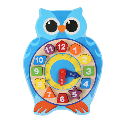 Wooden children's digital clock small animal puzzle early education building blocks baby three-dimensional puzzle shape matching toys