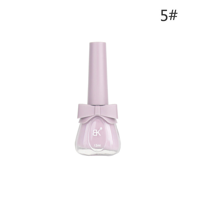 BK new bow seven-day water-based nail polish pure color free baking summer net red white macaron 13ml 