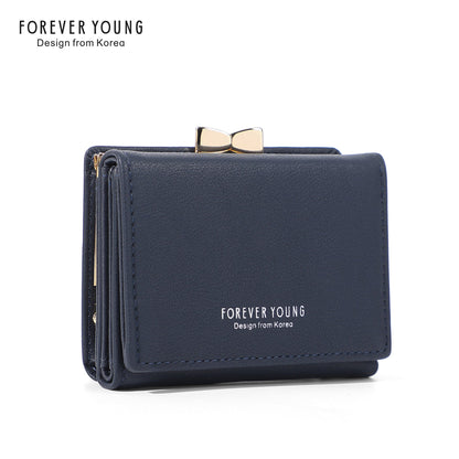 forever young wallet women's short cute Japanese style student wallet Korean version simple three folding coin purse