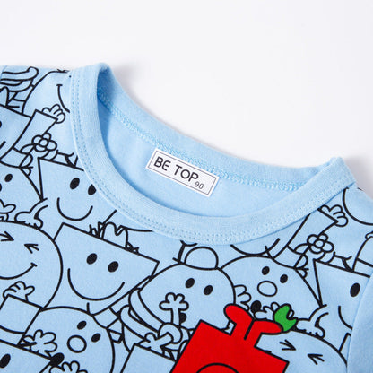 2023 Summer Children's Short Sleeve New Cartoon Printed Sweater Boys Top Summer Clothes Trendy Children's Clothes One Piece Delivery