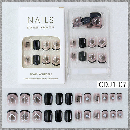 New hot sale wearable nail tips wholesale French simple ice transparent nail art finished product removable nail stickers thin