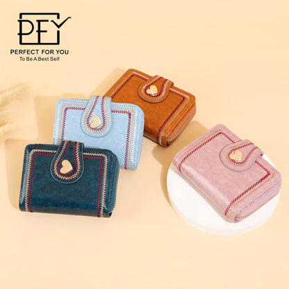 Perfect For You Women's Coin Purse Fashion Short Bi-fold Wallet Simple Ultra-thin Card Holder ins Wallet 