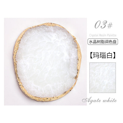 Cross-border hot-selling nail art agate palette gold-rimmed resin crystal agate painted palette nail piece display tool