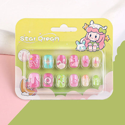 Children's cartoon nail stickers baby toy nail pieces finger wear nails new cute princess self-adhesive nail stickers