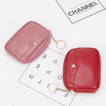 Korean women's coin purse shell small wallet simple card holder soft leather key bag mini handbag zipper coin bag 