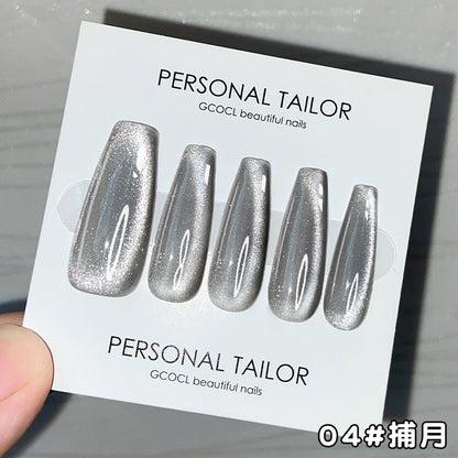 Nail polish side light cold jade Melbourne cat's eye ice transparent aurora wide light cat's eye black gray glass light crystal stone cat's eye