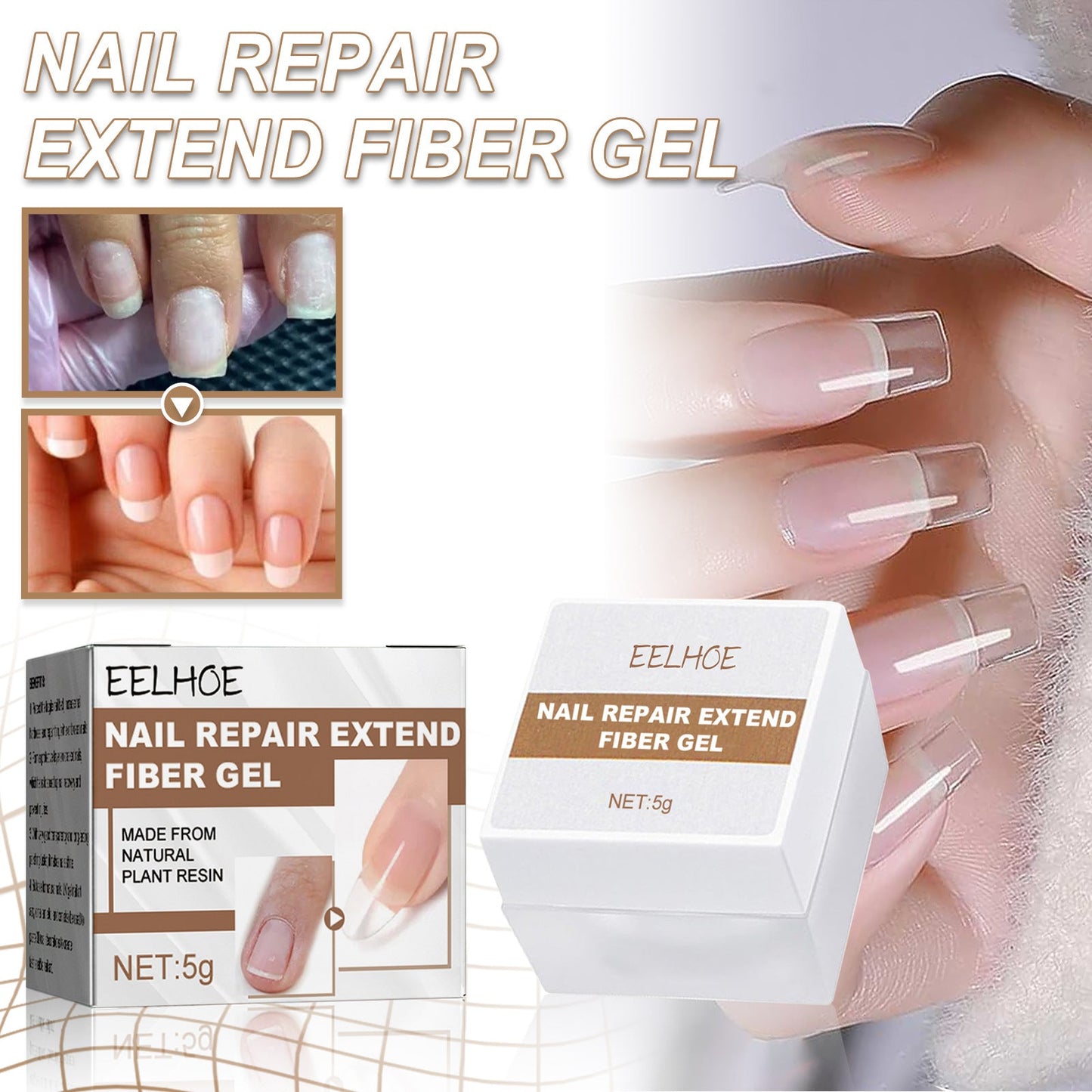 EELHOE nail repair extension fiber gel repair nail phototherapy crystal glue transparent extension nail polish 