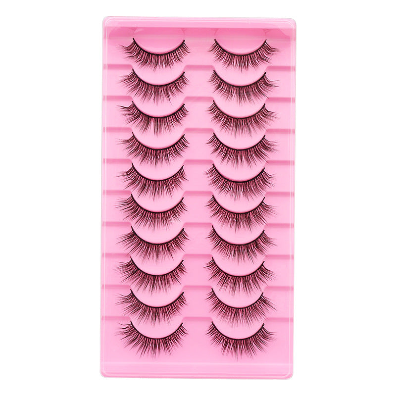 Dingsen cross-border false eyelashes factory 10 pairs of false eyelashes L natural thick curl