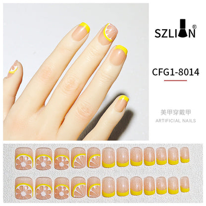 New hot sale wearable nail tips wholesale French simple ice transparent nail art finished product removable nail stickers thin