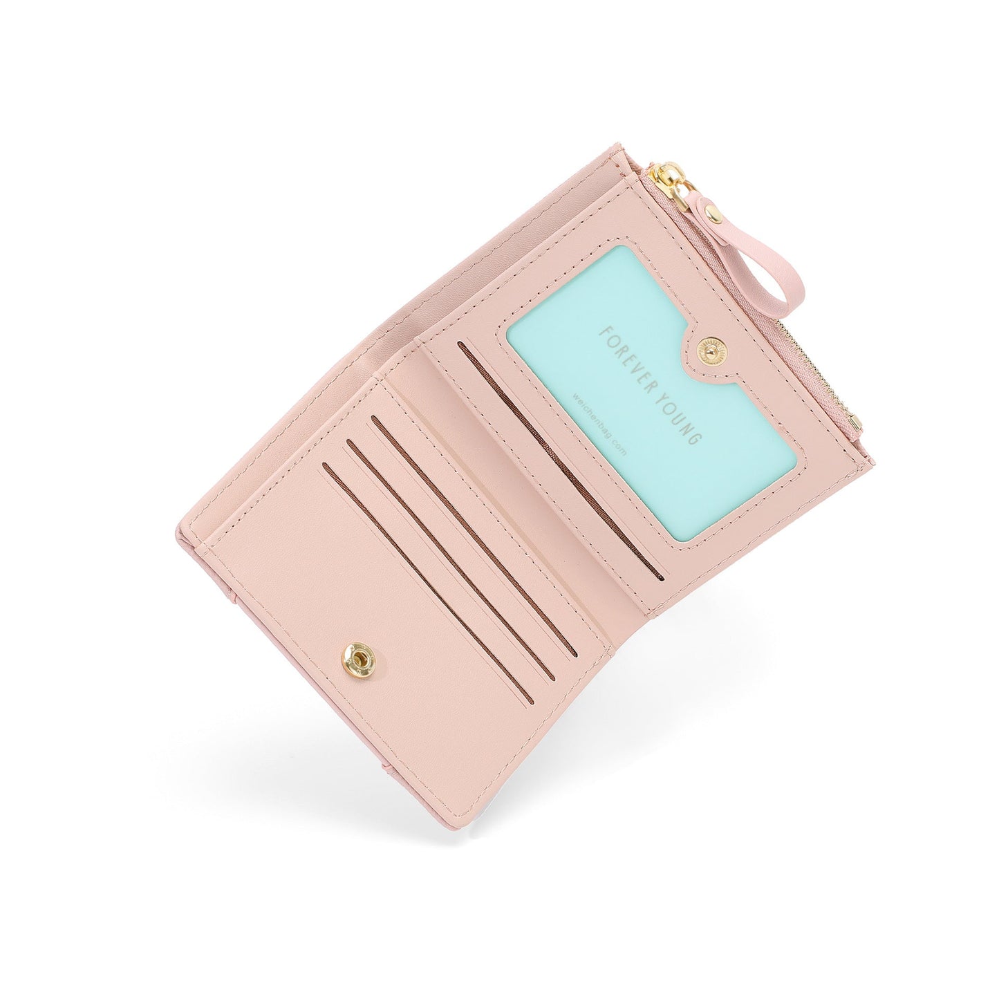 forever young wallet women's short two-fold multi-card slot coin purse fashionable Korean version high-end card bag 