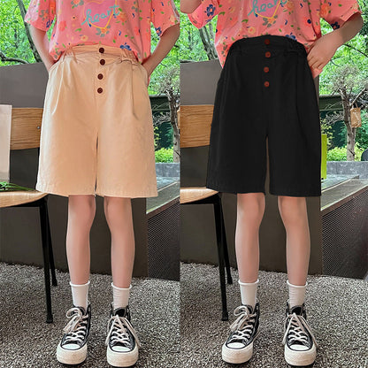 Girls 2024 summer new style medium and large children's shorts thin shorts children's pure cotton outer wear medium pants trendy