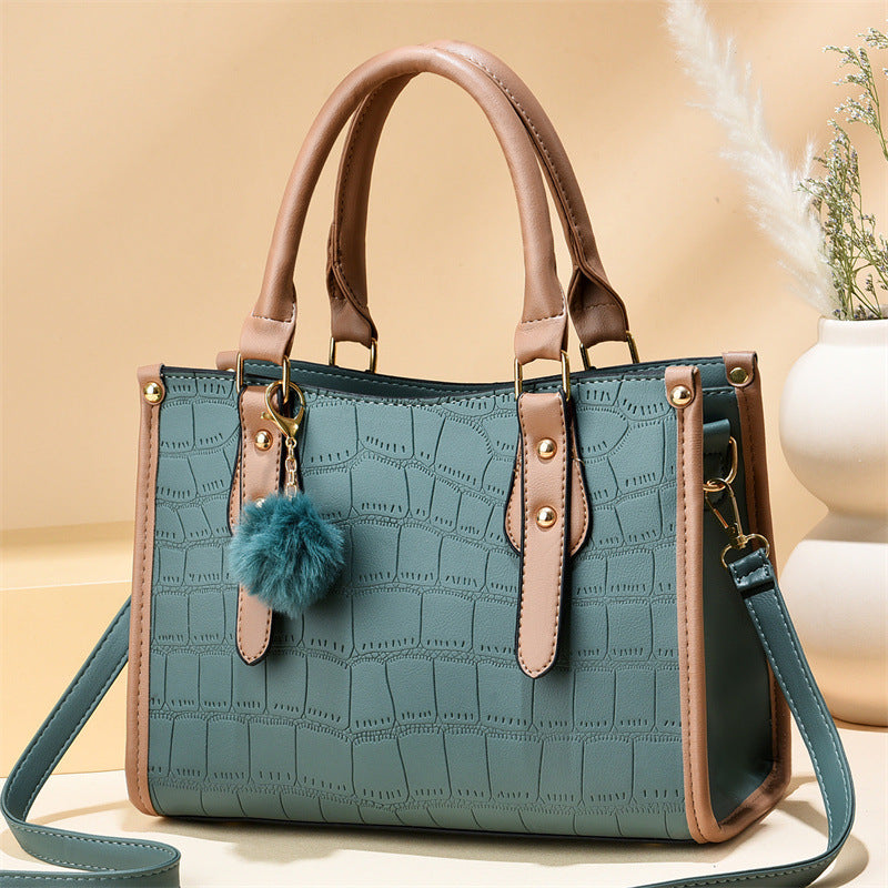 Women's bag 2024 autumn and winter new tote bag simple crocodile pattern litchi pattern large capacity handheld women's shoulder messenger bag 