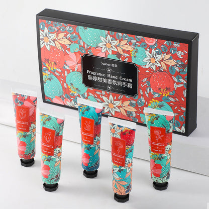 Xiting Sweet Fragrance Hand Cream Set ឈុតសរទរដូវ និងរដូវរងា ផ្តល់សំណើម និងផ្តល់សំណើម ប្រឆាំងនឹងការប្រេះស្ងួត ប្រអប់កាដូលក់ដុំ 